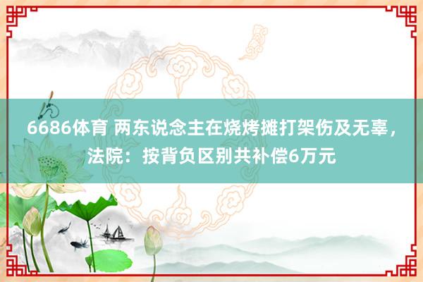 6686体育 两东说念主在烧烤摊打架伤及无辜，法院：按背负区别共补偿6万元