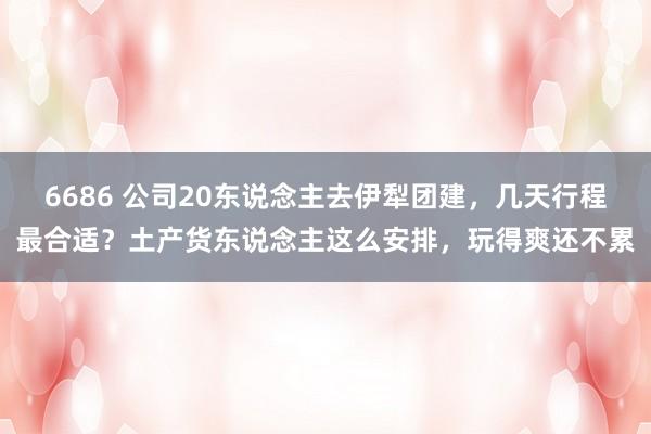 6686 公司20东说念主去伊犁团建，几天行程最合适？土产货东说念主这么安排，玩得爽还不累