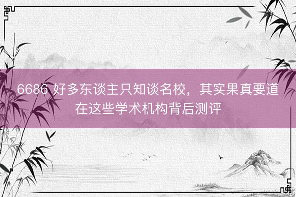 6686 好多东谈主只知谈名校，其实果真要道在这些学术机构背后测评
