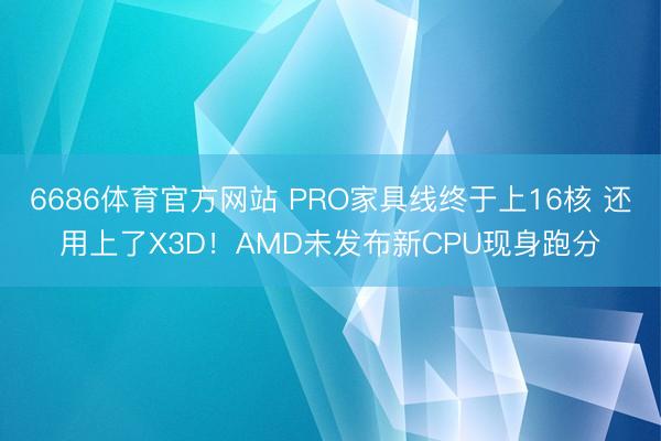 6686体育官方网站 PRO家具线终于上16核 还用上了X3D！AMD未发布新CPU现身跑分