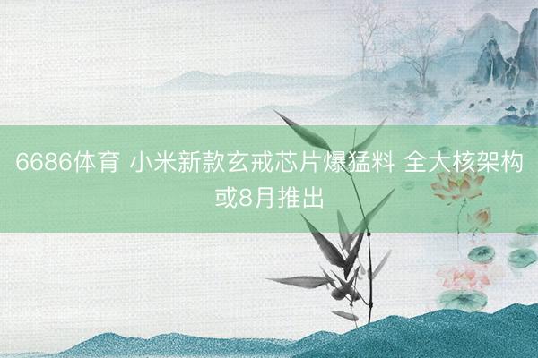 6686体育 小米新款玄戒芯片爆猛料 全大核架构或8月推出