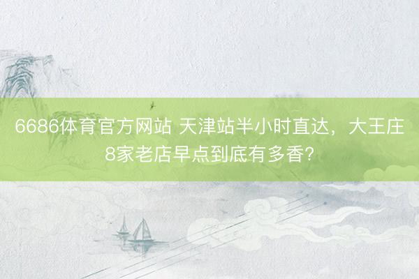 6686体育官方网站 天津站半小时直达，大王庄8家老店早点到底有多香?